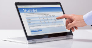 Man answering online survey