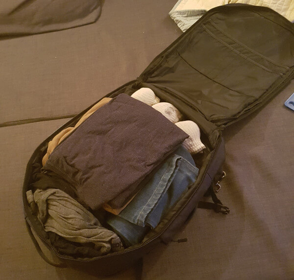 Cabin Max Tromso with clothes open 