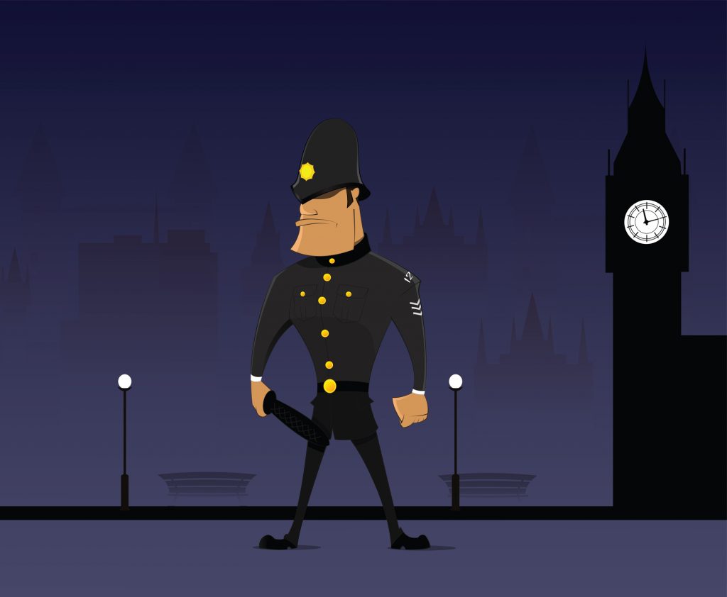 cartoon drawing of a British police officer