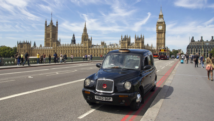 London cab taxi on westminster bridge